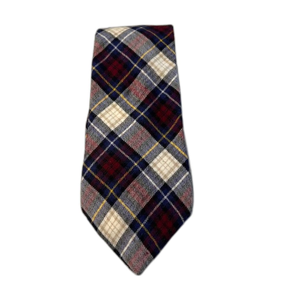 Daytons for Men Red Blue White Plaid Wool Blend Necktie